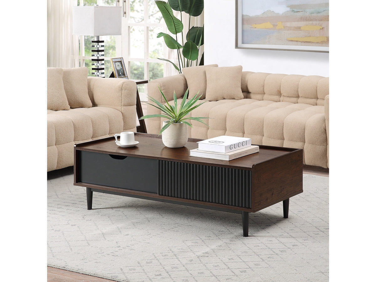 Duane Coffee Table in Dark Brown and Black by Manhattan Comfort at Eve Furniture