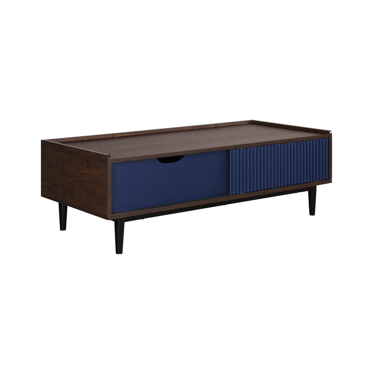Duane Coffee Table in Dark Brown and Navy Blue by Manhattan Comfort at Eve Furniture