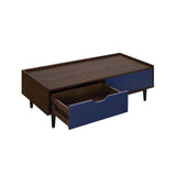 Duane Coffee Table in Dark Brown and Navy Blue by Manhattan Comfort at Eve Furniture