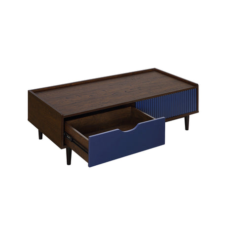 Duane Coffee Table in Dark Brown and Navy Blue by Manhattan Comfort at Eve Furniture