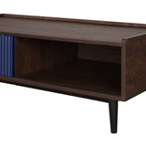 Duane Coffee Table in Dark Brown and Navy Blue by Manhattan Comfort at Eve Furniture