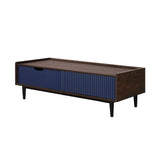 Duane Coffee Table in Dark Brown and Navy Blue by Manhattan Comfort at Eve Furniture