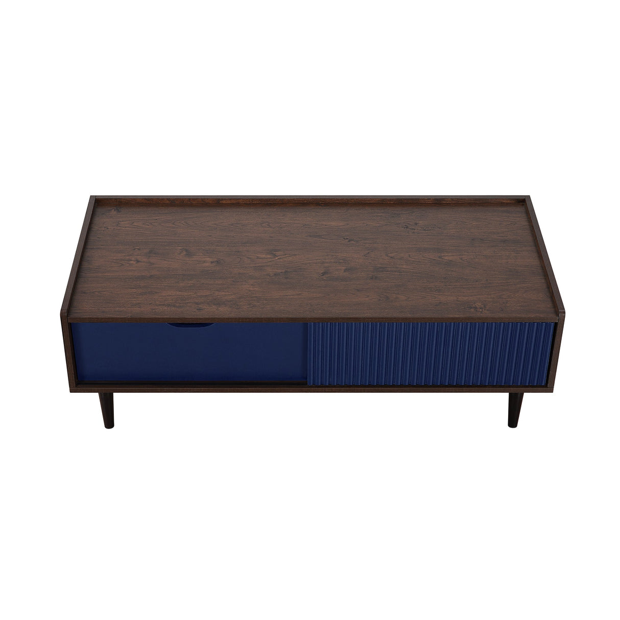 Duane Coffee Table in Dark Brown and Navy Blue by Manhattan Comfort at Eve Furniture