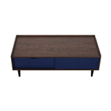 Duane Coffee Table in Dark Brown and Navy Blue by Manhattan Comfort at Eve Furniture