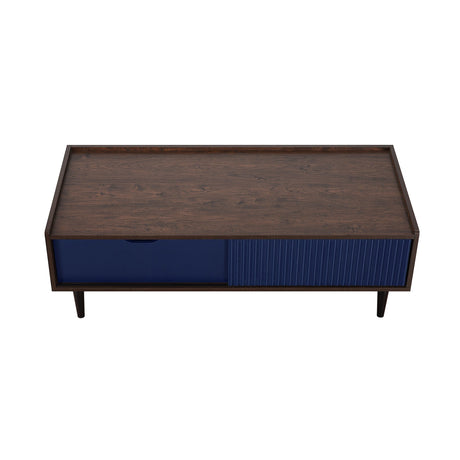 Duane Coffee Table in Dark Brown and Navy Blue by Manhattan Comfort at Eve Furniture