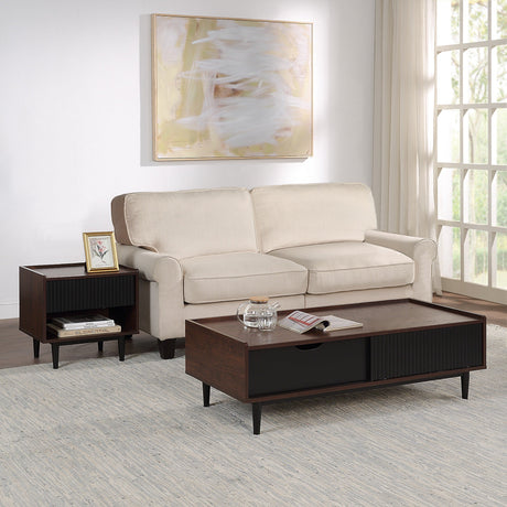 Duane End Table and Coffee Table in Dark Brown and Black by Manhattan Comfort at Eve Furniture