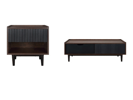Duane End Table and Coffee Table in Dark Brown and Black by Manhattan Comfort at Eve Furniture