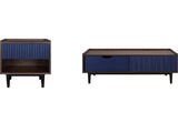 Duane End Table and Coffee Table in Dark Brown and Navy Blue by Manhattan Comfort at Eve Furniture