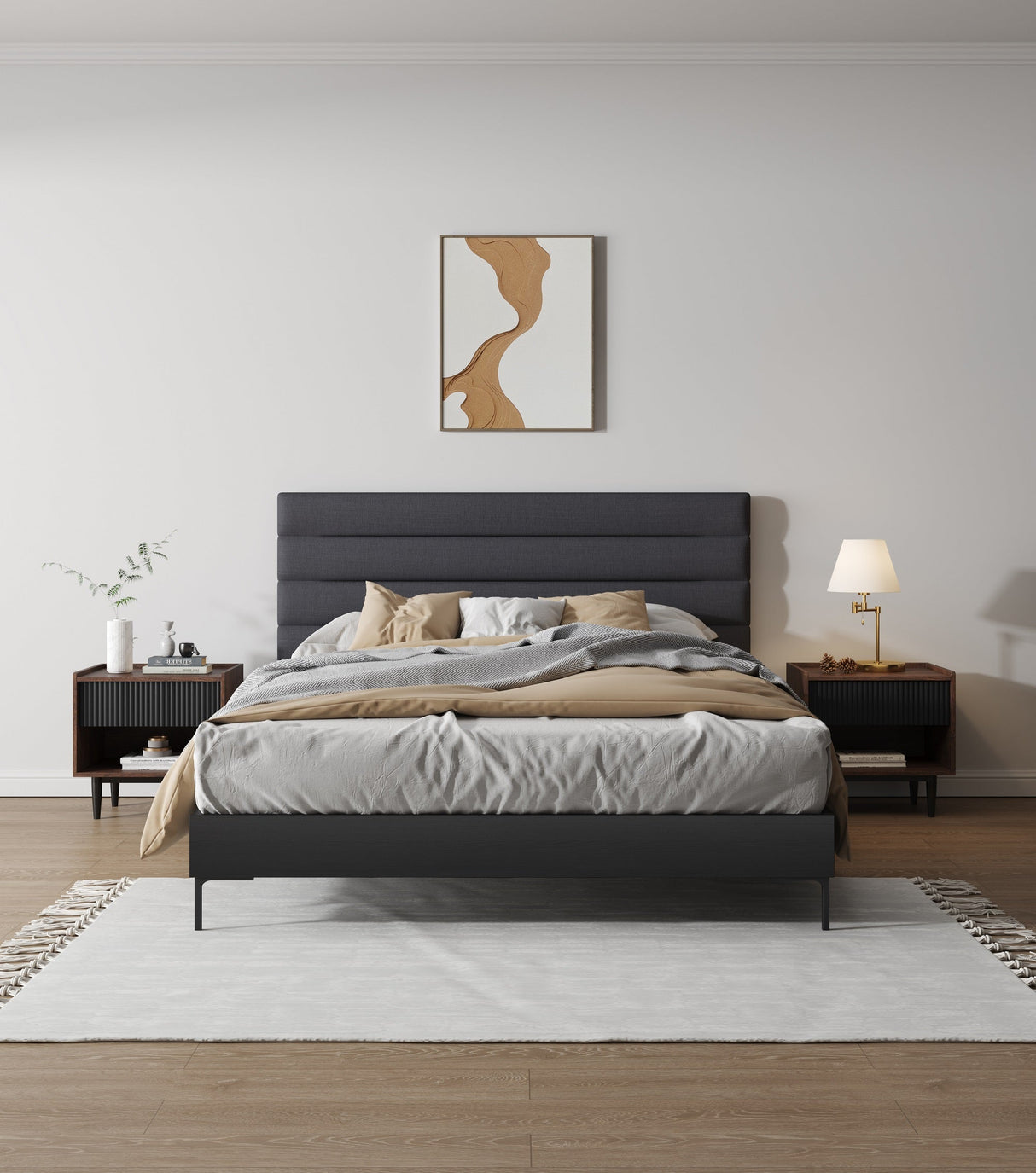 Duane Nightstand in Dark Brown and Black by Manhattan Comfort at Eve Furniture