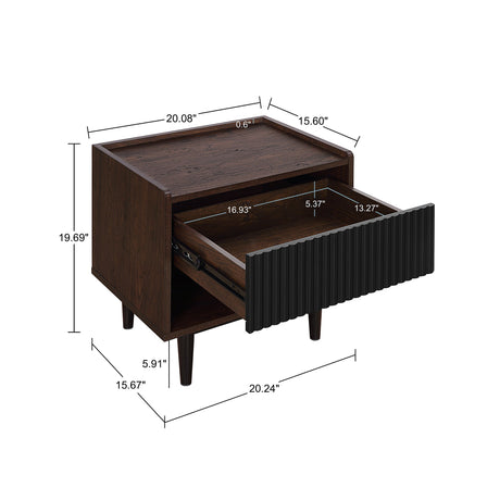 Duane Nightstand in Dark Brown and Black by Manhattan Comfort at Eve Furniture