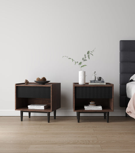Duane Nightstand in Dark Brown and Black (set of 2) by Manhattan Comfort at Eve Furniture