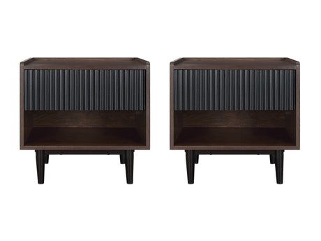 Duane Nightstand in Dark Brown and Black (set of 2) by Manhattan Comfort at Eve Furniture