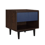 Duane Nightstand in Dark Brown and Navy Blue by Manhattan Comfort at Eve Furniture