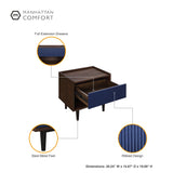 Duane Nightstand in Dark Brown and Navy Blue by Manhattan Comfort at Eve Furniture
