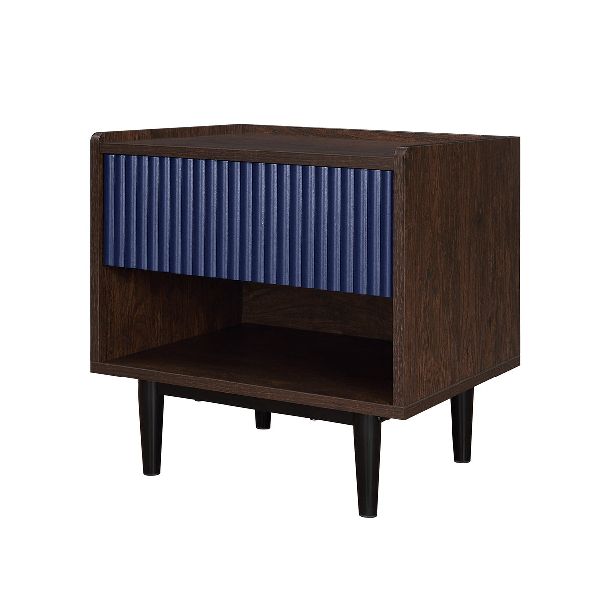 Duane Nightstand in Dark Brown and Navy Blue by Manhattan Comfort at Eve Furniture
