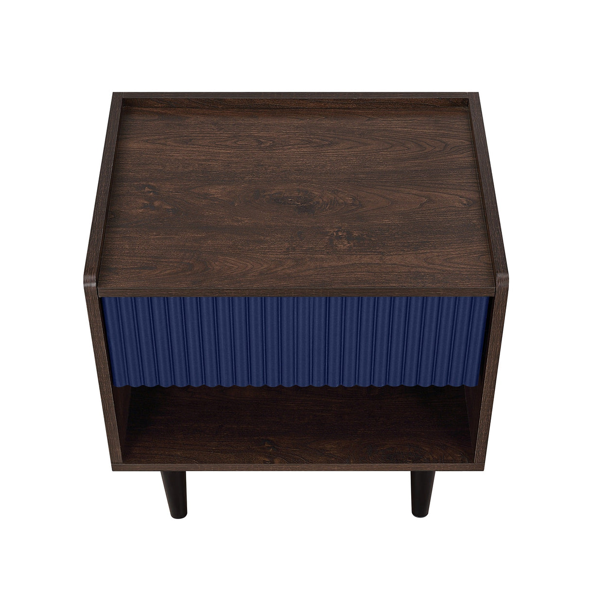 Duane Nightstand in Dark Brown and Navy Blue by Manhattan Comfort at Eve Furniture
