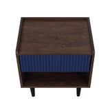 Duane Nightstand in Dark Brown and Navy Blue by Manhattan Comfort at Eve Furniture