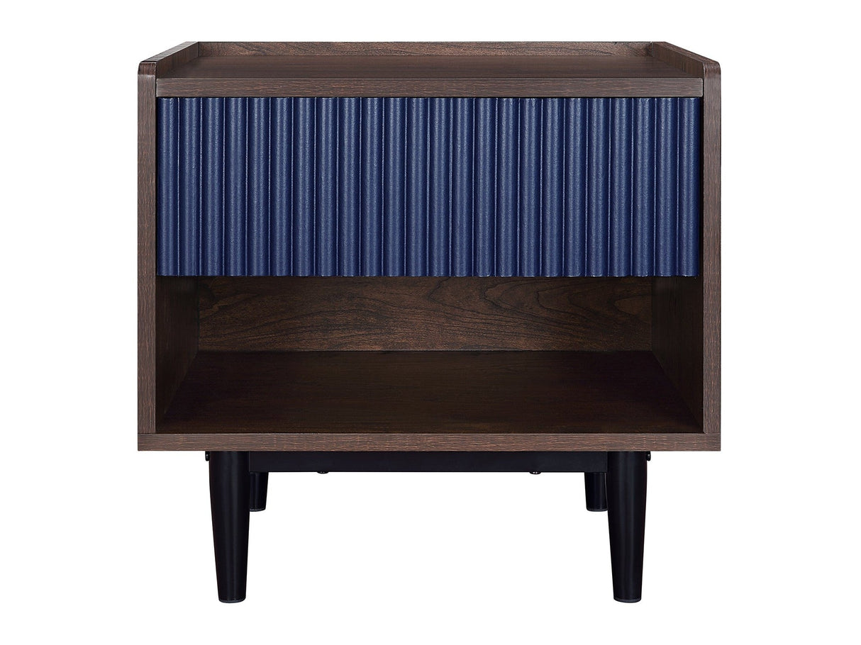 Duane Nightstand in Dark Brown and Navy Blue by Manhattan Comfort at Eve Furniture