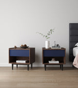 Duane Nightstand in Dark Brown and Navy Blue (set of 2) by Manhattan Comfort at Eve Furniture