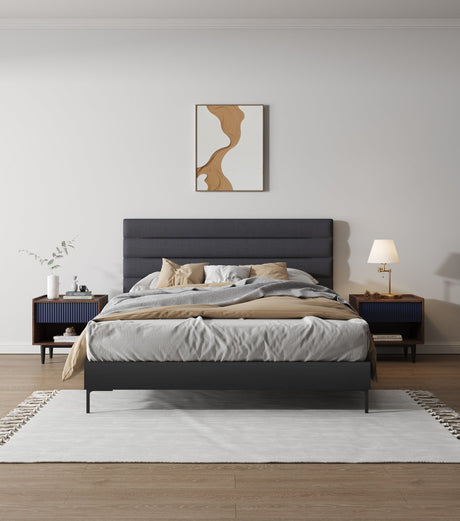 Duane Nightstand in Dark Brown and Navy Blue (set of 2) by Manhattan Comfort at Eve Furniture