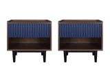Duane Nightstand in Dark Brown and Navy Blue (set of 2) by Manhattan Comfort at Eve Furniture