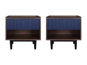 Duane Nightstand in Dark Brown and Navy Blue (set of 2) by Manhattan Comfort at Eve Furniture