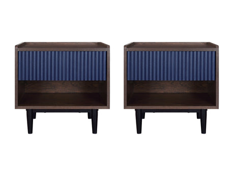 Duane Nightstand in Dark Brown and Navy Blue (set of 2) by Manhattan Comfort at Eve Furniture