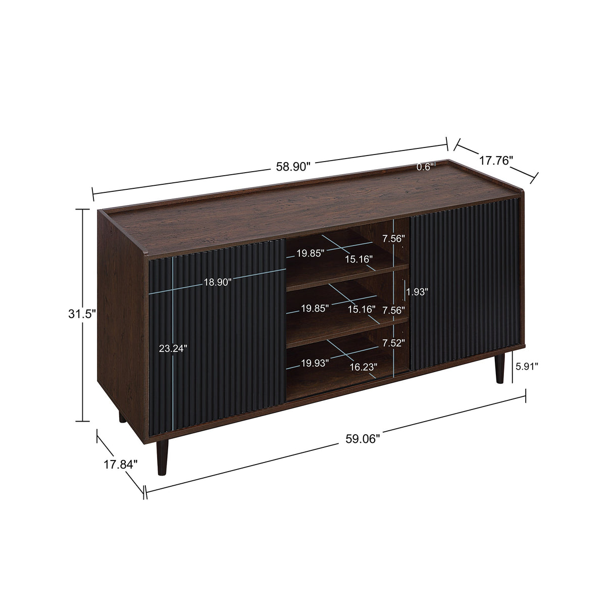 Duane Sideboard in Dark Brown and Black by Manhattan Comfort at Eve Furniture
