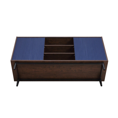 Duane Sideboard in Dark Brown and Navy Blue by Manhattan Comfort at Eve Furniture