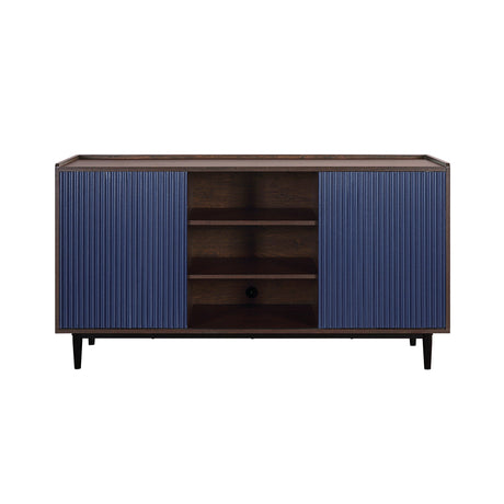Duane Sideboard in Dark Brown and Navy Blue by Manhattan Comfort at Eve Furniture