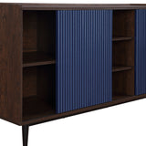 Duane Sideboard in Dark Brown and Navy Blue by Manhattan Comfort at Eve Furniture