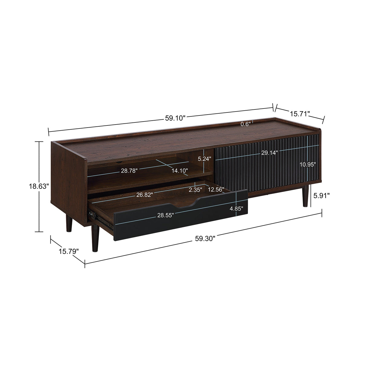 Duane TV Stand in Dark Brown and Black by Manhattan Comfort at Eve Furniture