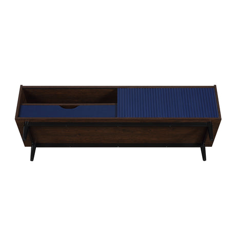 Duane TV Stand in Dark Brown and Navy Blue by Manhattan Comfort at Eve Furniture