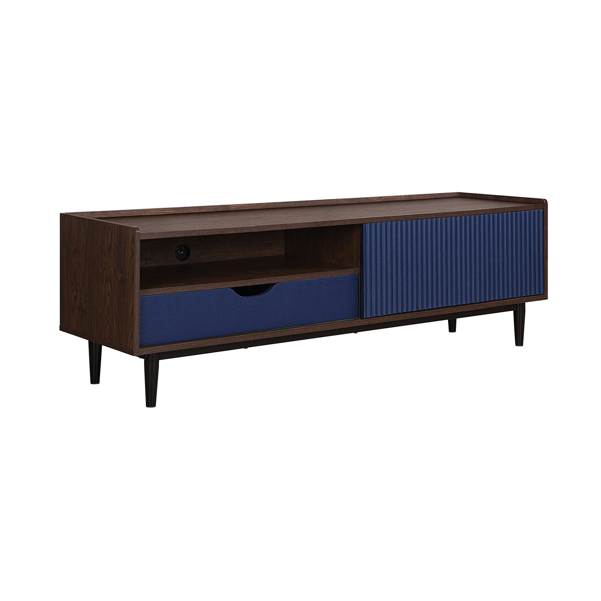 Duane TV Stand in Dark Brown and Navy Blue by Manhattan Comfort at Eve Furniture
