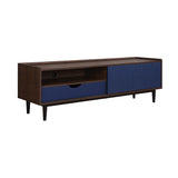 Duane TV Stand in Dark Brown and Navy Blue by Manhattan Comfort at Eve Furniture