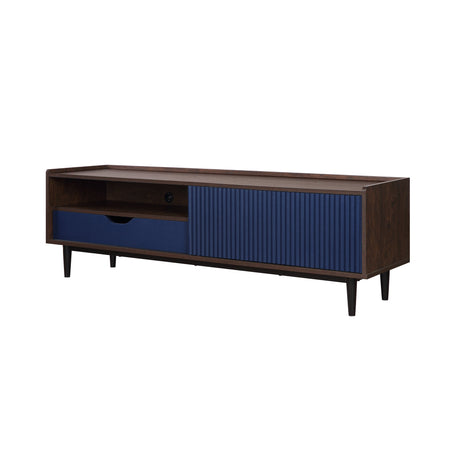 Duane TV Stand in Dark Brown and Navy Blue by Manhattan Comfort at Eve Furniture