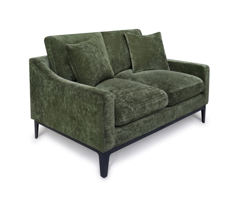 Duarte Dark Moss Transitional Upholstered Loveseat with Reversible Cushions