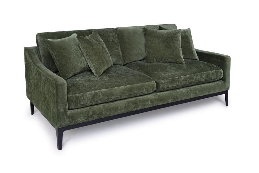 Duarte Dark Moss Transitional Upholstered Sofa with Reversible Cushions