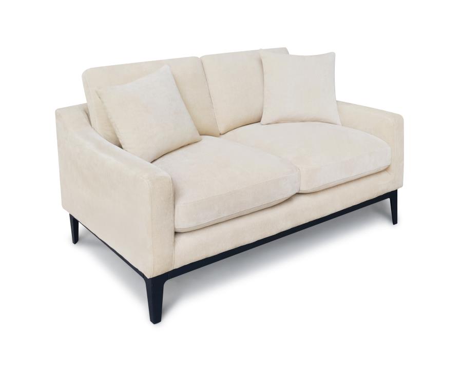 Duarte Latte Transitional Upholstered Loveseat with Reversible Cushions