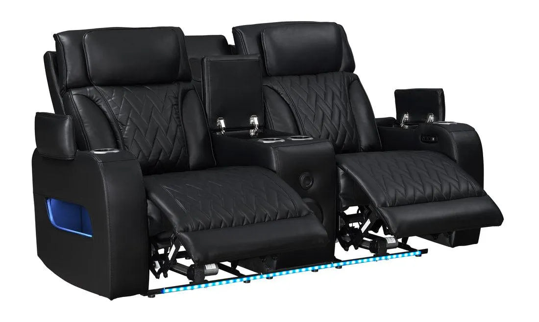Dubai Black 3-Piece Power Reclining Set by Happy Homes at Eve Furniture