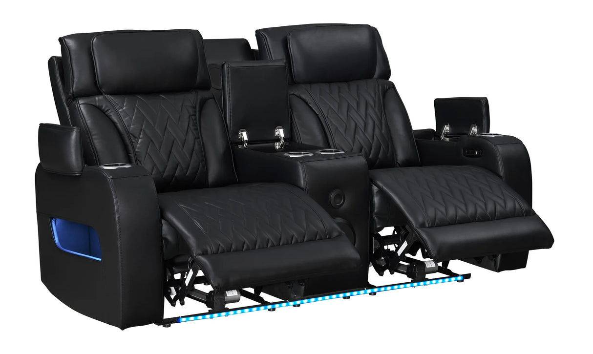 Juego reclinable eléctrico de 3 piezas Dubai Black