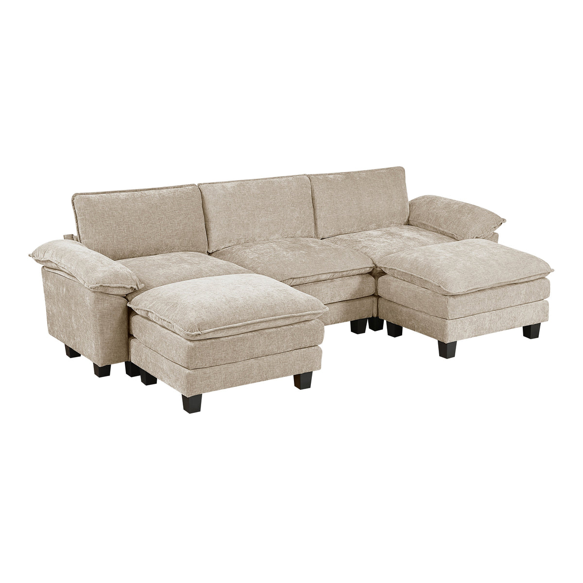 Dublin Taupe 5-Piece Modular Sectional with Ottoman by Homelegance at Eve Furniture
