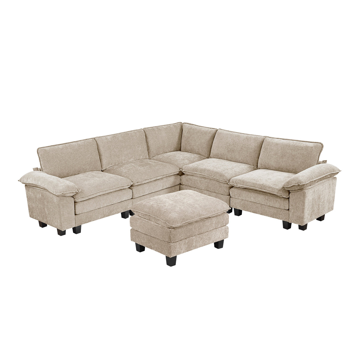 Dublin Taupe 6-Piece Modular Sectional with Ottoman by Homelegance at Eve Furniture