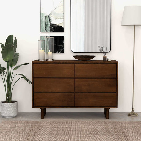 Dubrovnik Mid Century Modern Walnut Dresser With 6 Drawers by Ashcroft Furniture at Eve Furniture