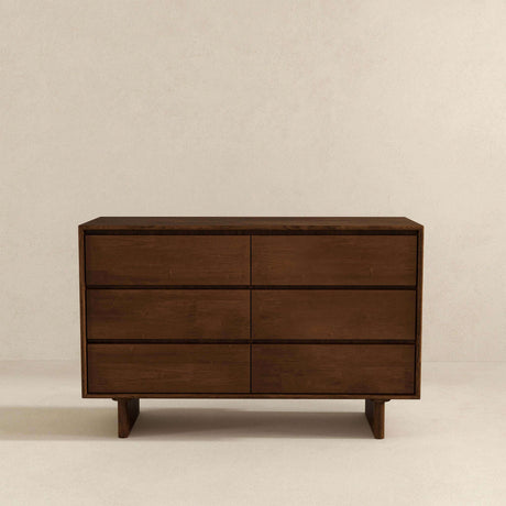 Dubrovnik Mid Century Modern Walnut Dresser With 6 Drawers by Ashcroft Imports at Eve Furniture