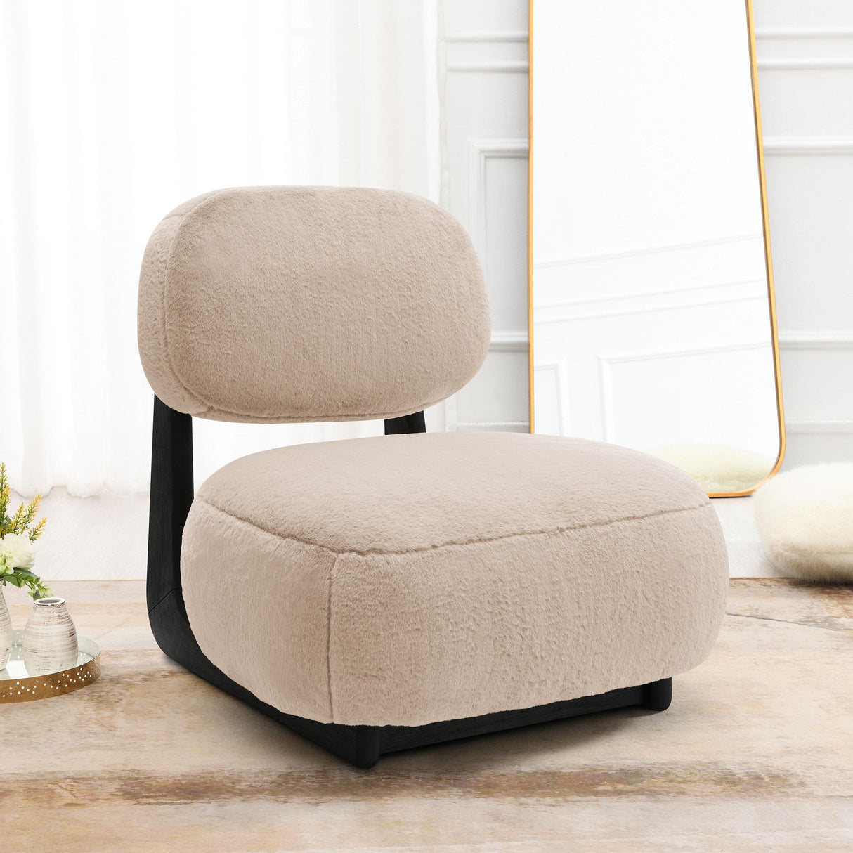 Duffie Camel Upholstered Armless Accent Chair