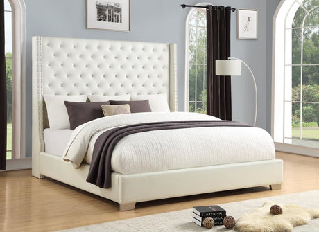 Dulane White Upholstered Diamond Tufted Queen Bed by Happy Homes at Eve Furniture