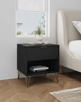 DUMBO 1.0 Nightstand in Black by Manhattan Comfort at Eve Furniture