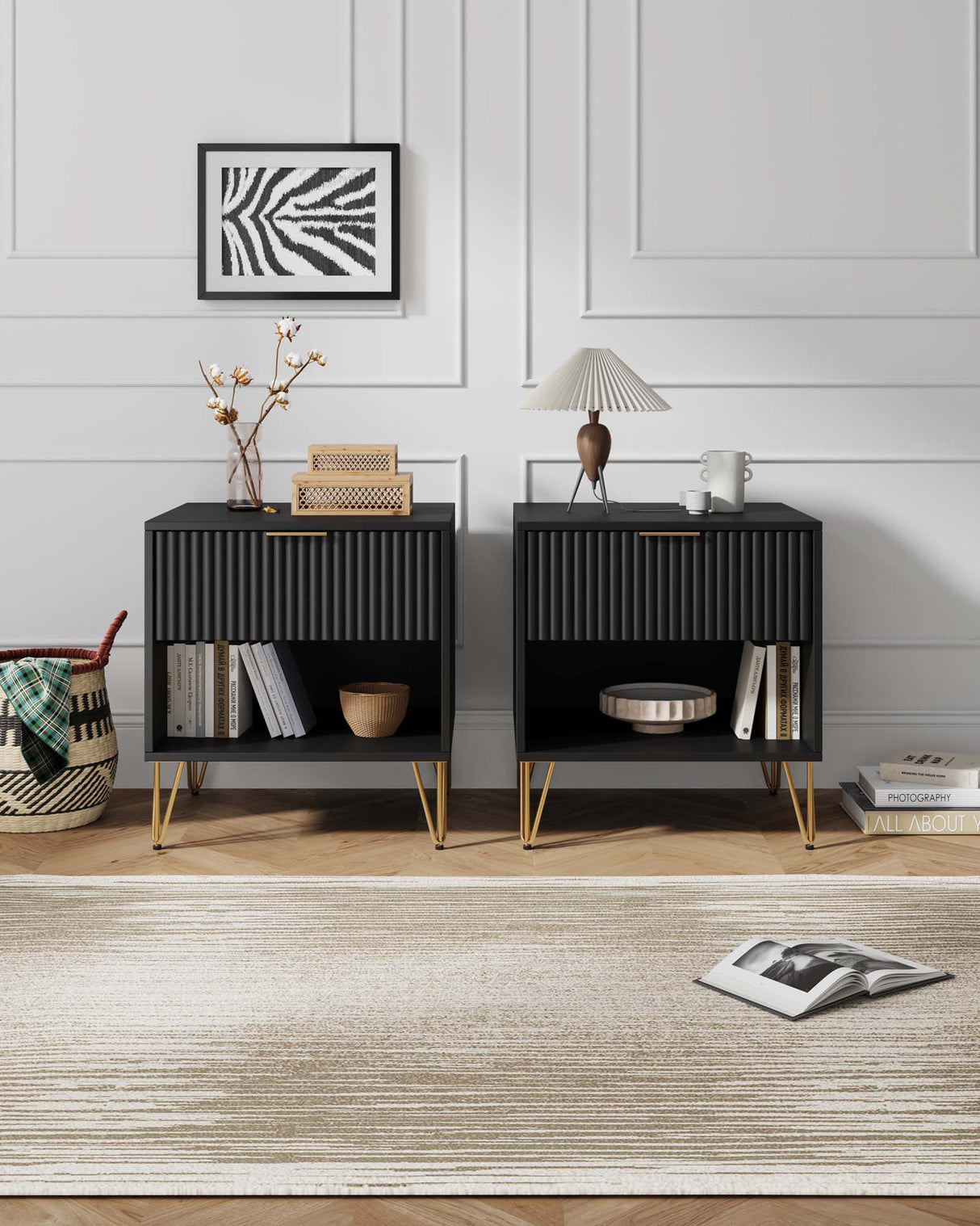 DUMBO 1.0 Nightstand in Black (set of 2) by Manhattan Comfort at Eve Furniture