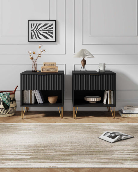 DUMBO 1.0 Nightstand in Black (set of 2) by Manhattan Comfort at Eve Furniture